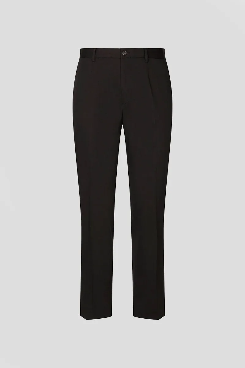 DOLCE&GABBANA Ανδρικό Μαύρο Stretch Cotton Pants with Branded Tag