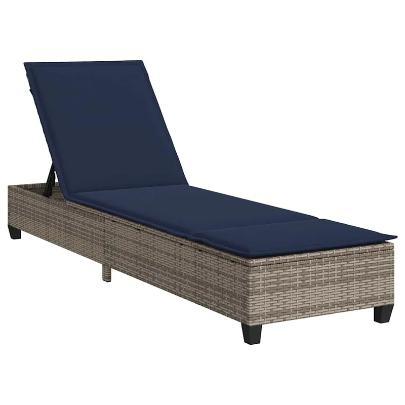 vidaXL Ξαπλώστρα με Μαξιλάρια Γκρι 55x200x25,5 εκ. από Συνθετικό Ρατάν