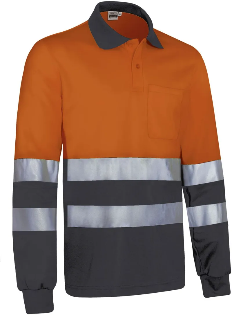 Hi-Vis Μακρυμάνικο Polo SNAKE Valento POVASNANG Fluo Orange-Charcoal Grey