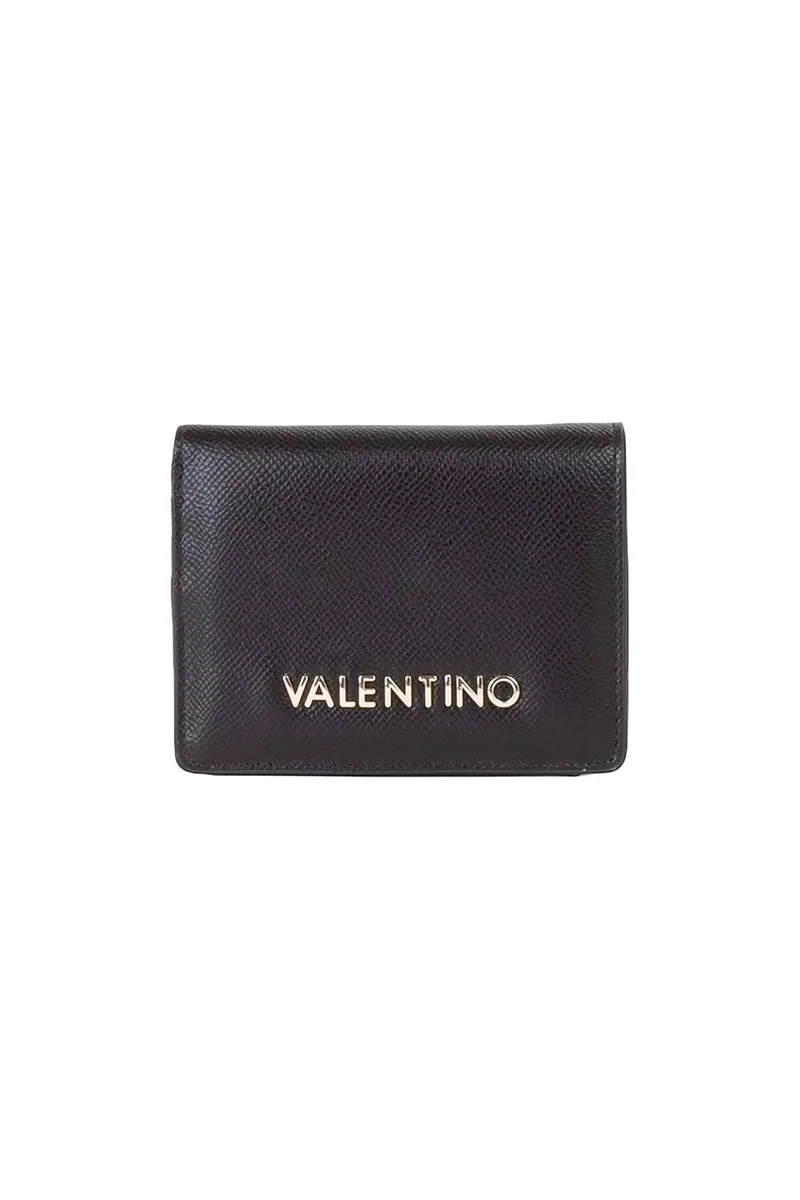 Valentino γυναικείο πορτοφόλι με μεταλλικό λογότυπο "Delia Re" - 73LVPS9QF249/DE Μαύρο