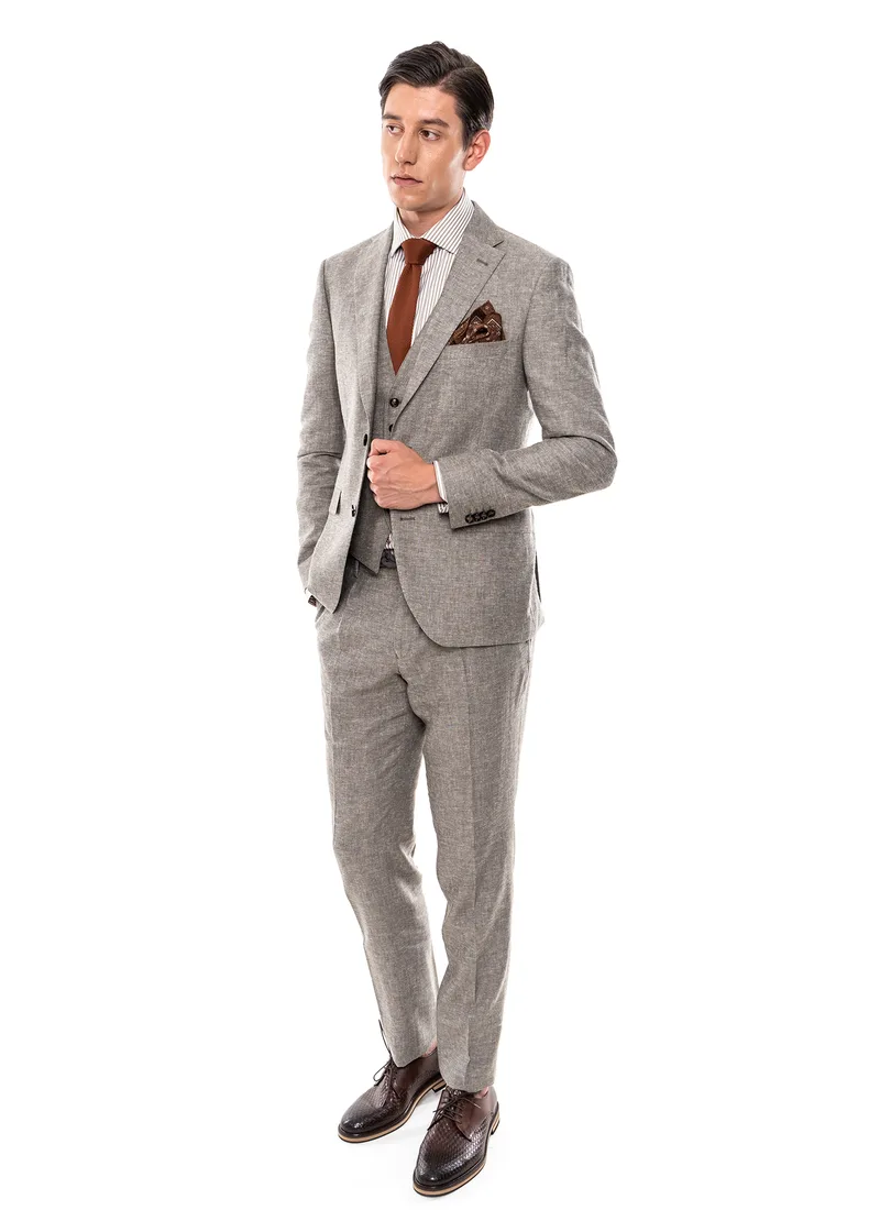 Fragosto Λινό Κοστούμι της σειράς Suit - V MA NEFFA2 002 Light Sand