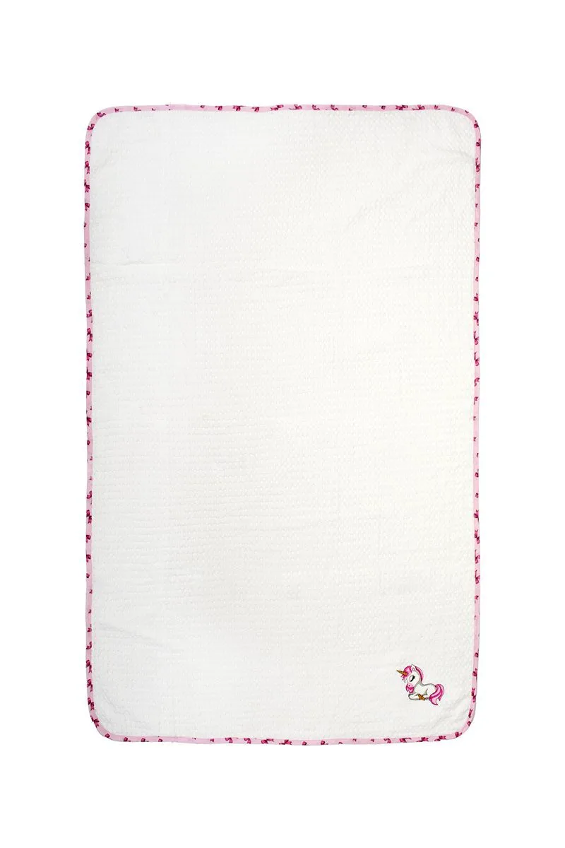Κουβέρτα Πικέ Λίκνου 80x110εκ. Με Κέντημα Unicorn 188 White-Ροζ DimCol (Ύφασμα: Βαμβάκι 100%, Χρώμα: Λευκό, Μέγεθος: Λίκνου) - DimCol - 31142620018