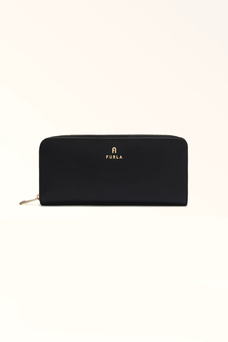 Furla γυναικείο δερμάτινο πορτοφόλι μονόχρωμο "Camelia Zip Around L" - WP00313-ARE000 Μαύρο