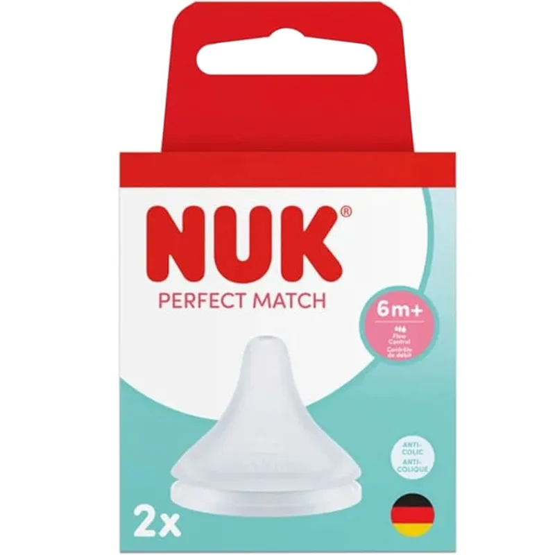 Nuk Perfect Match Flow Control 6m+ Teat Θηλές Σιλικόνης Κατά των Κολικών Κατάλληλες για Βρέφη από 6 Μηνών & Άνω 2 Τεμάχια