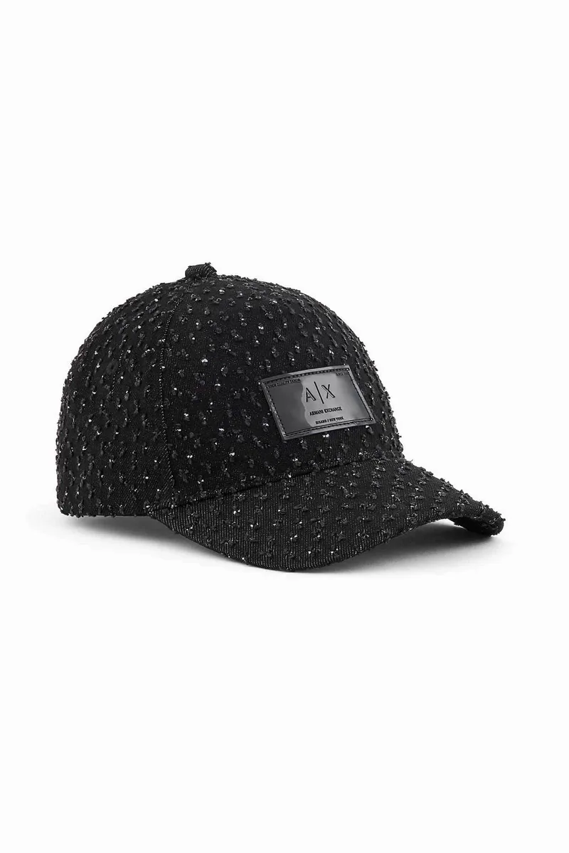 Armani Exchange γυναικείο καπέλο jockey με τρουκς και logo patch - XW001894AF18855 Μαύρο