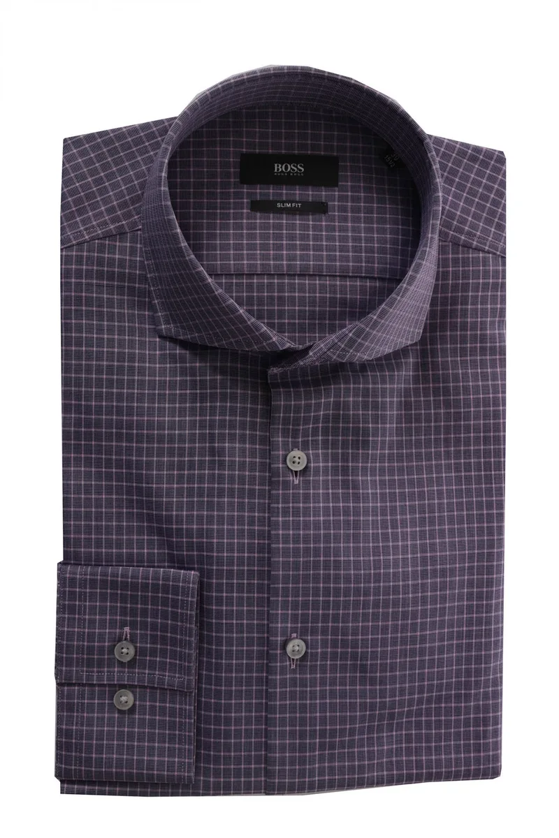 BOSS ΠΟΥΚΑΜΙΣΟ JASON SLIM FIT ΚΑΡΩ ΜΩΒ