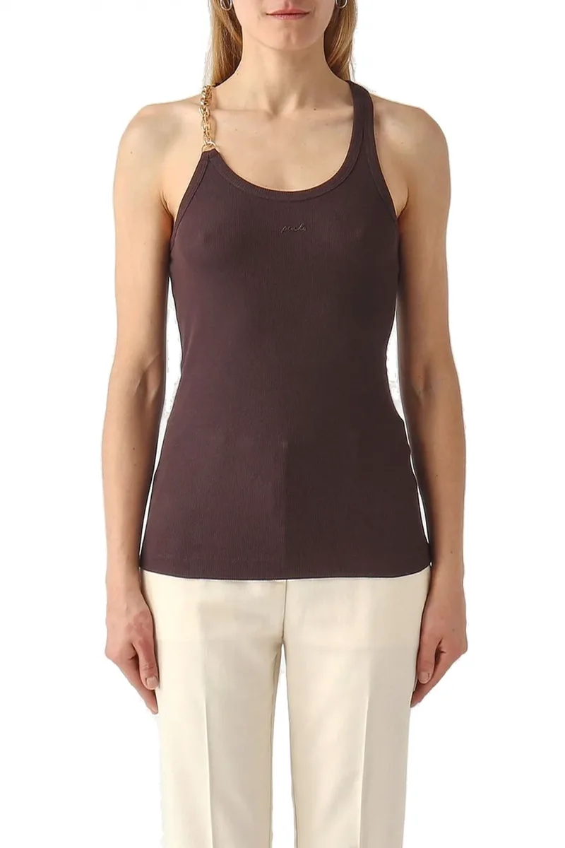 PINKO ΦΑΝΕΛΑΚΙ CHARLENE TANK TOP ΚΑΦΕ