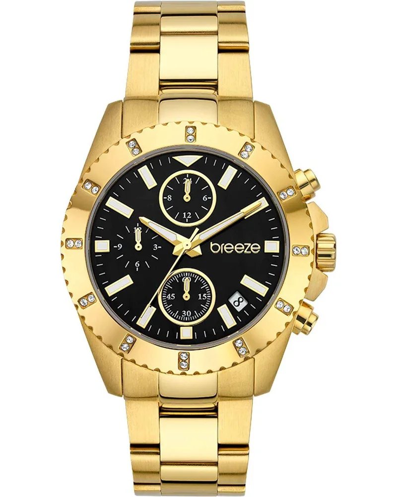 BREEZE Obsession Crystals Chronograph - 212461.2, Χρυσό case with Stainless Steel Bracelet