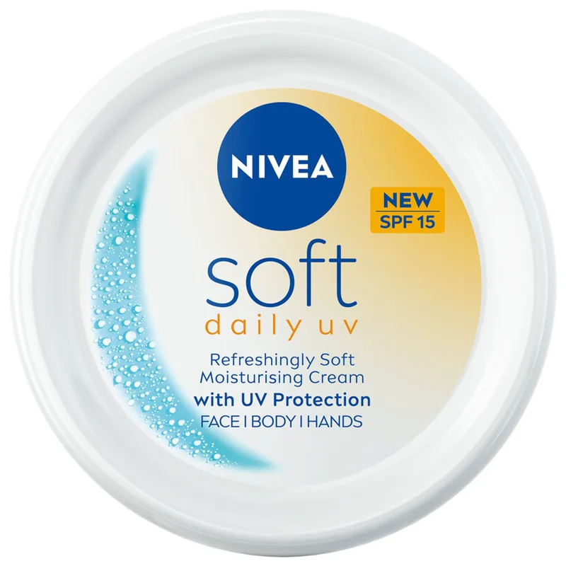 Nivea Soft Daily UV Spf15 Face, Body & Hand Cream Ενυδατική Κρέμα 48ωρης Διάρκειας για Χέρια, Πρόσωπο & Σώμα Μεσαίας Προστασίας 100ml