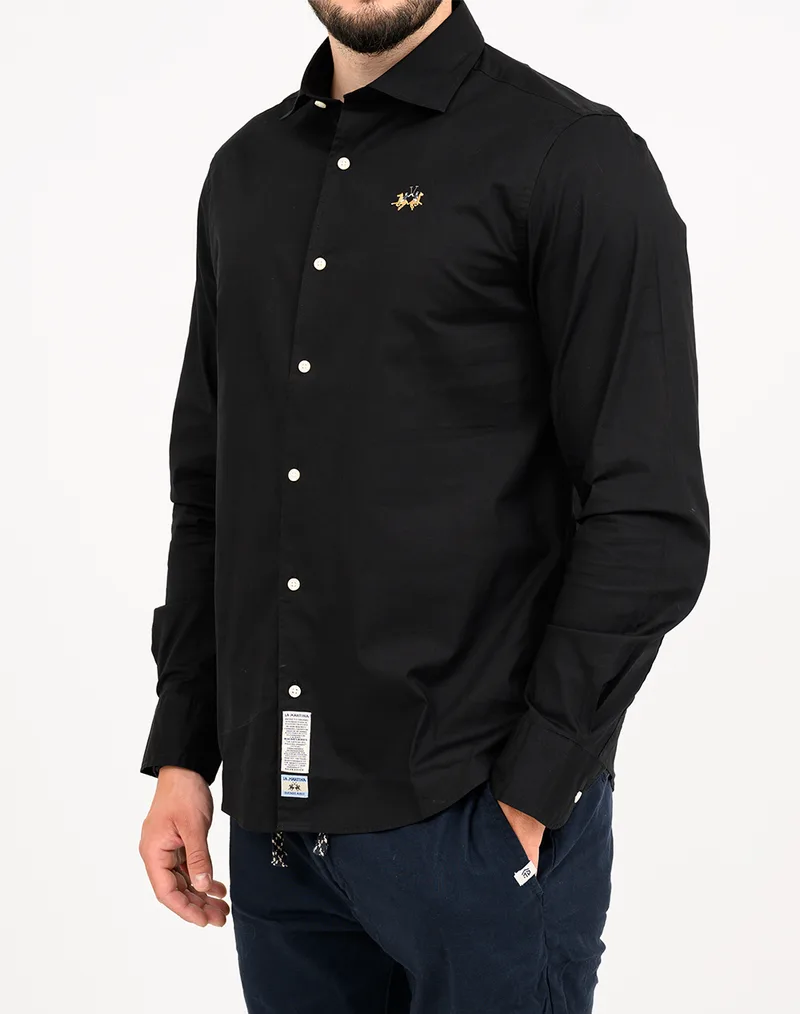 LA MARTINA ΠΟΥΚΑΜΙΣΟ ΜΜ MAN SHIRT L/S POPLIN 3LMMCC002-09999 Black