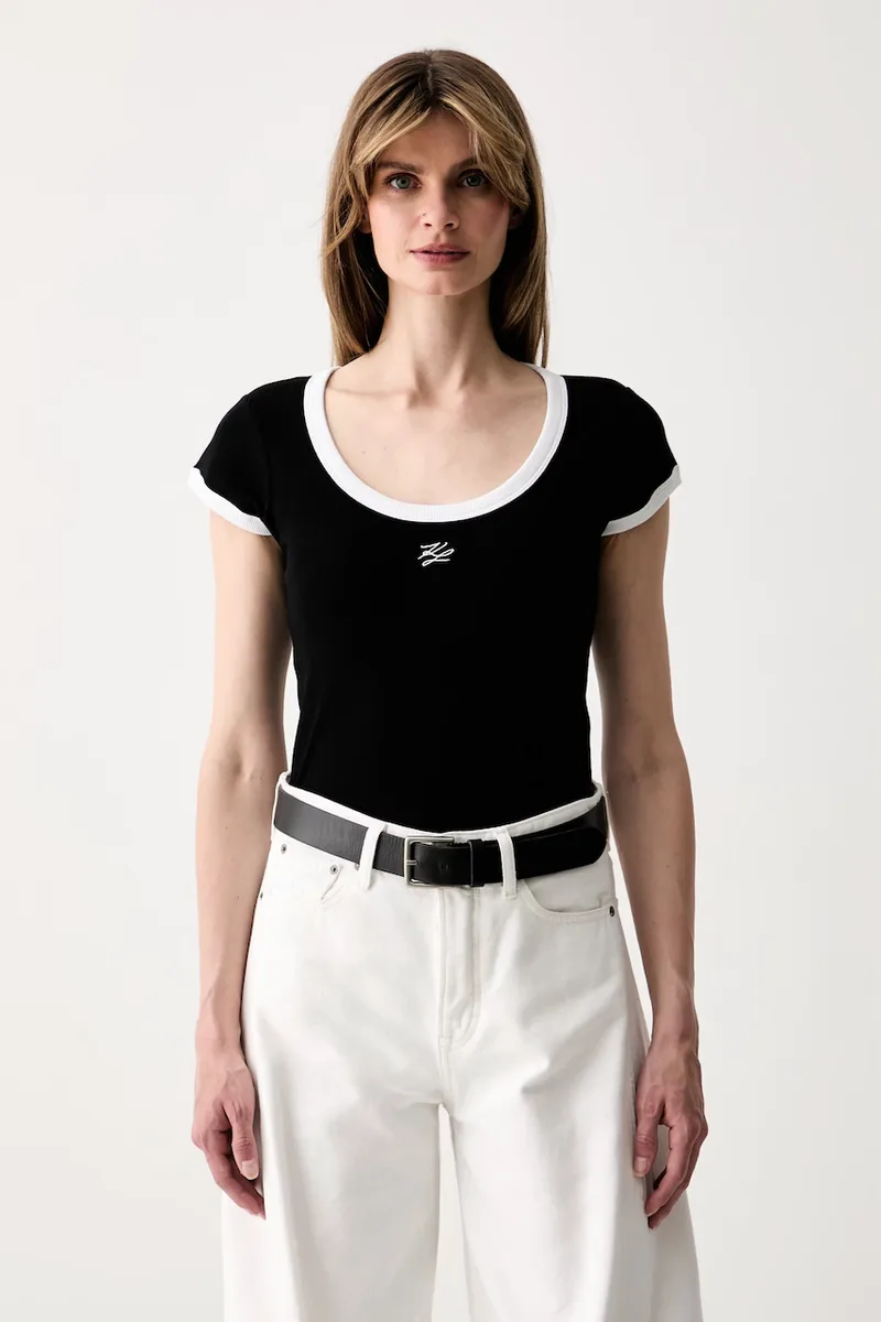 Karl Lagerfeld t-shirt γυναικείο βαμβακερό με ελαστάν
