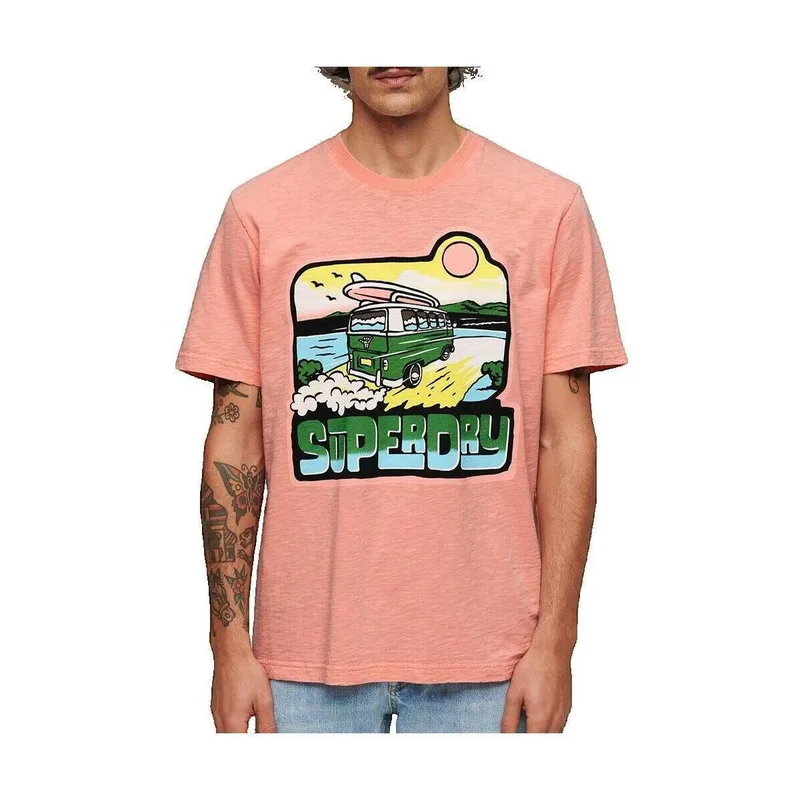 T-shirt με κοντά μανίκια Superdry T-shirt Neon Travel Graphic Loose