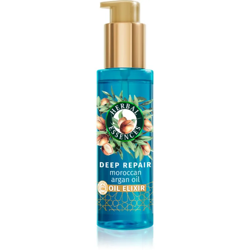 Herbal Essences Deep Repair Moroccan Argan Oil ελιξίριο χωρίς ξέβγαλμα για κατεστραμμένα και εύθραυστα μαλλιά 95 ml