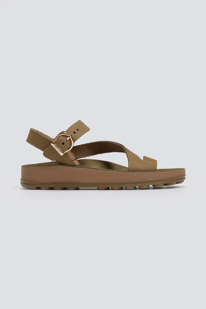FANTASY SANDALS Leather Sandals Ankle Strap - S339 EMMA - Khaki