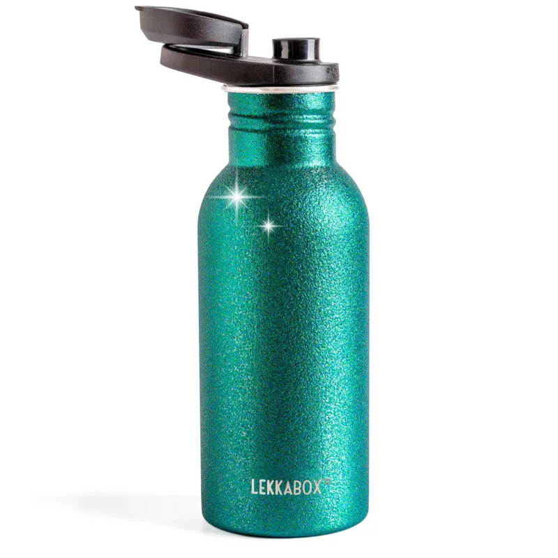 Glitter Stainless Steel Water Bottle, 500ml – LEKKABOX GO - Aqua