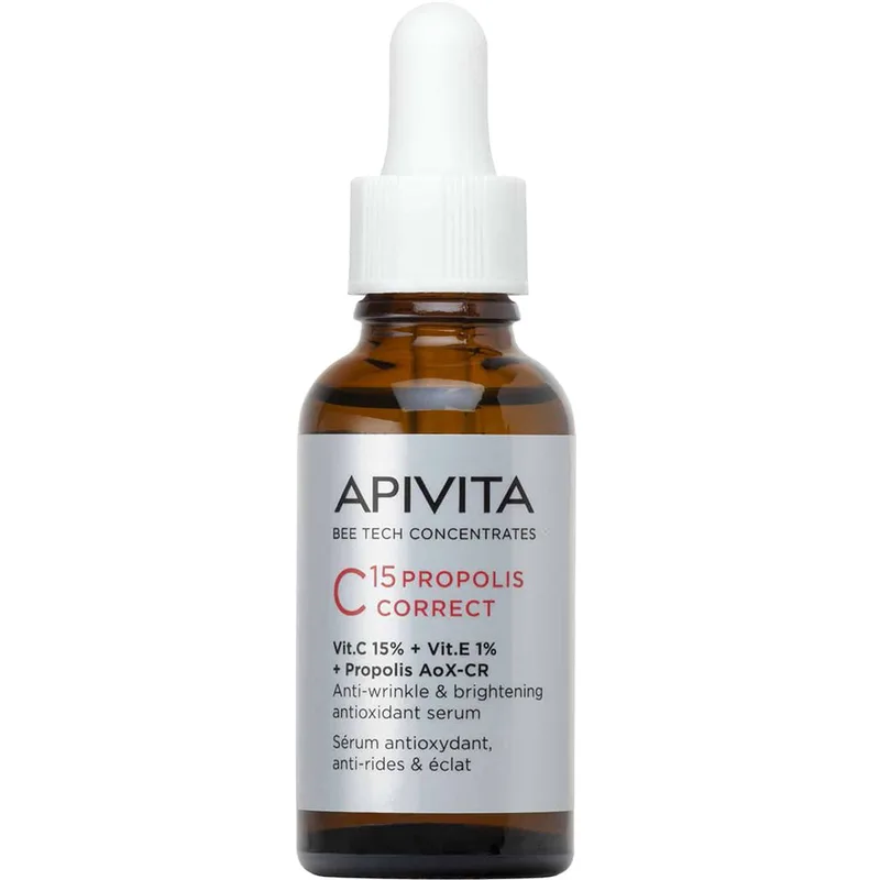 Apivita Bee Tech Concentrates C15 Propolis Correct Serum Αντιρυτιδικός & Αντιοξειδωτικός Ορός Λάμψης Προσώπου Κατά των Πανάδων με 15% Καθαρή Βιταμίνη C, 1% Βιταμίνη Ε & Πρόπολη 30ml