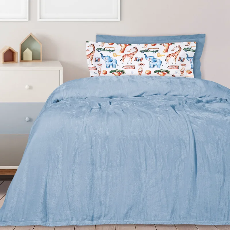 Κουβέρτα Fleece Μονή 160x220 Das Home Velour 1344 Light Blue 160x220