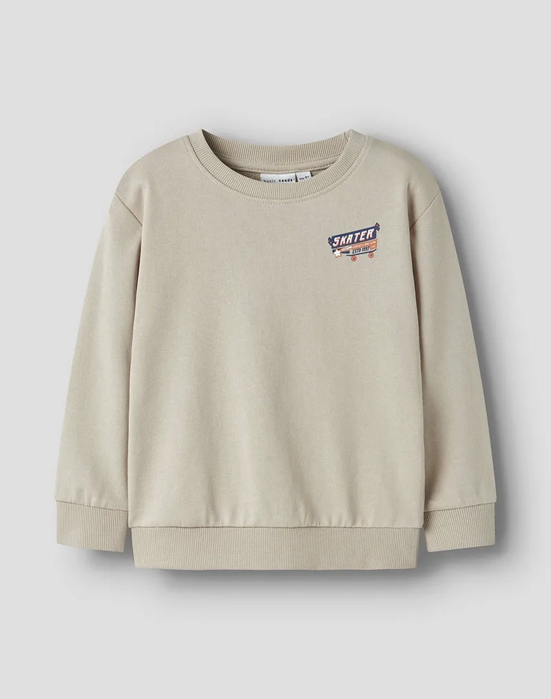 NAME IT NMMVASHA LS NREG SWEAT UNB 13246351-PeyoteSkater Dino Biege