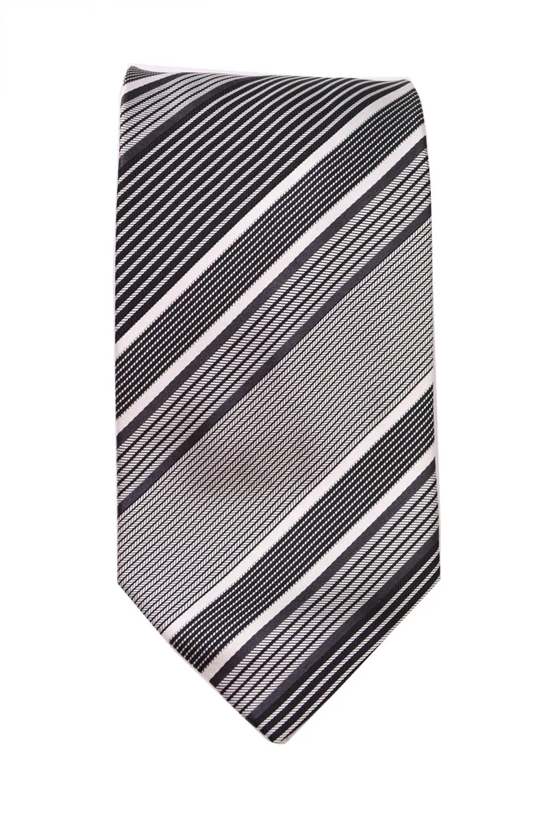 GIORGIO ARMANI ΓΡΑΒΑΤΑ 9.5CM ΡΙΓΕ ΜΑΥΡΗ-ΑΣΠΡΗ
