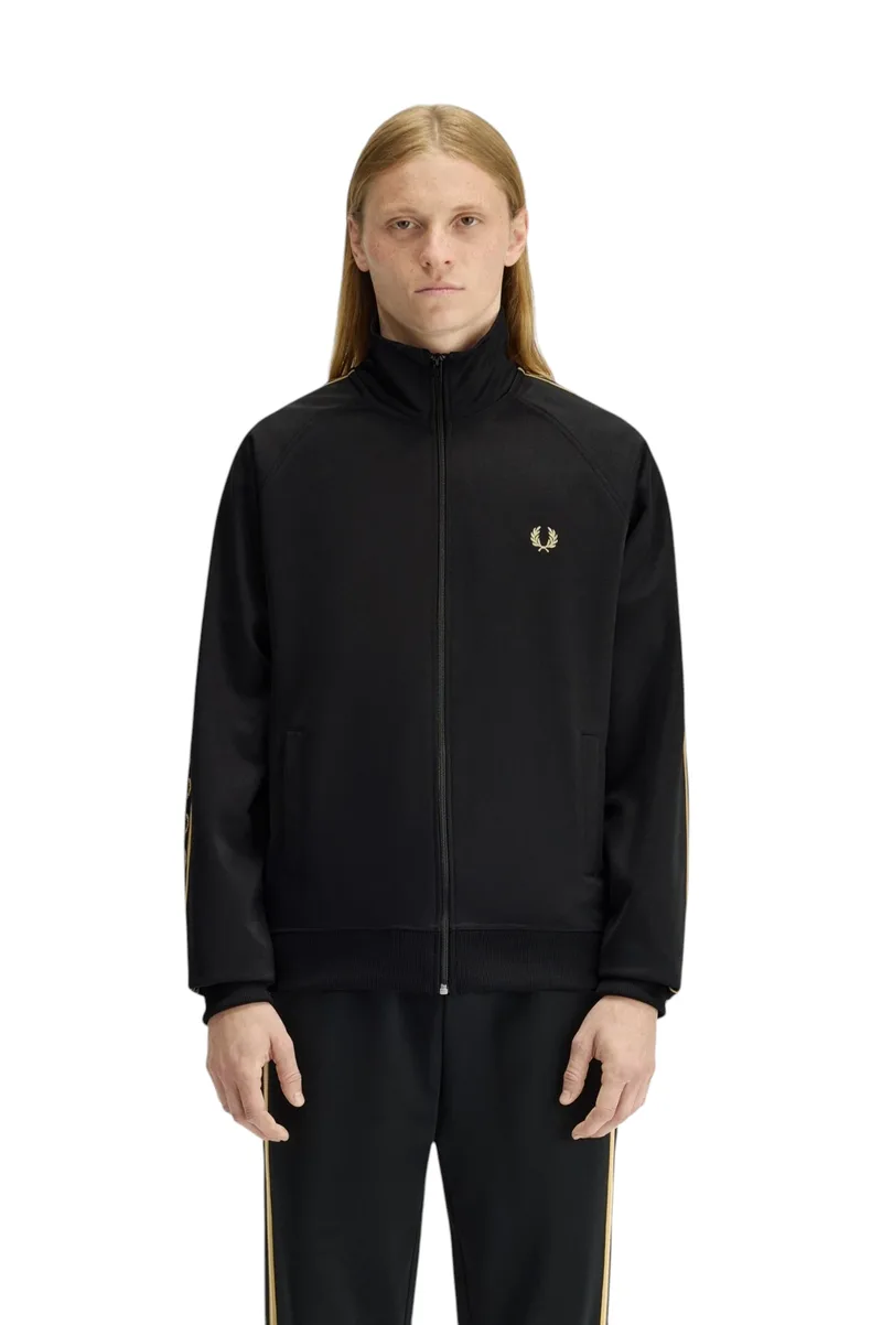 Fred Perry Ανδρική Ζακέτα Contrast Tape Track Jacket J5557-90A Μαύρο