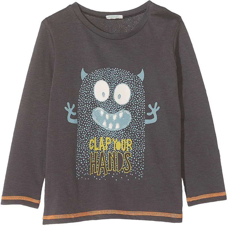 ΜΑΚΡΥΜΑΝΙΚΗ ΜΠΛΟΥΖΑ BENETTON ROCK BABY ΓΚΡΙ (62 CM)-(3-6 ΜΗΝΩΝ)