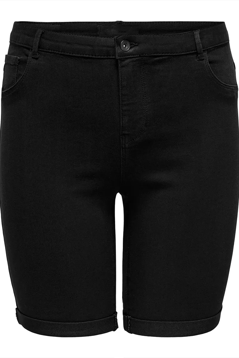 Jean shorts με ρεβέρ τελείωμα σε denim black χρώμα