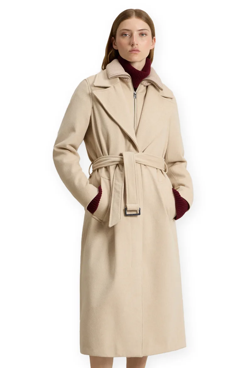 ΓΥΝΑΙΚΕΙΟ ΜΑΛΛΙΝΟ ΠΑΛΤΟ WOOLRICH x LORO PIANA ΚΑΝΟΝΙΚΗ ΓΡΑΜΜΗ ΤΑΜΠΑ