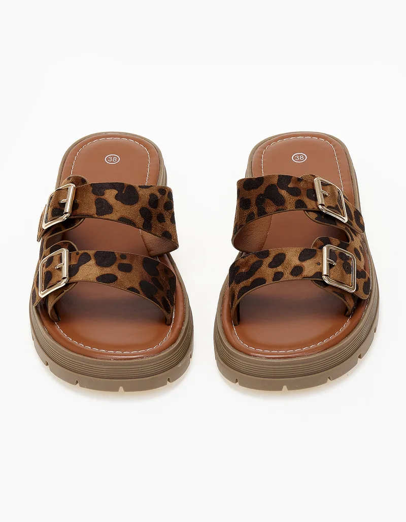 Σανδάλια flatform chunky με ρυθμιζόμενα ζωνάκια - Λεοπάρ