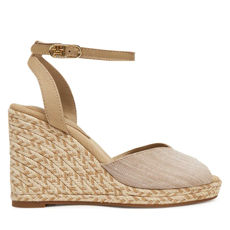 Εσπαντρίγιες Tommy Hilfiger Chambray High Wedge Espadrille FW0FW08588 Μπεζ