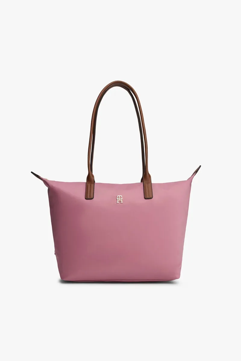Tommy Hilfiger γυναικεία τσάντα tote με μεταλλικό μονόγραμμα "Popette" - AW0AW17711 Ροζ