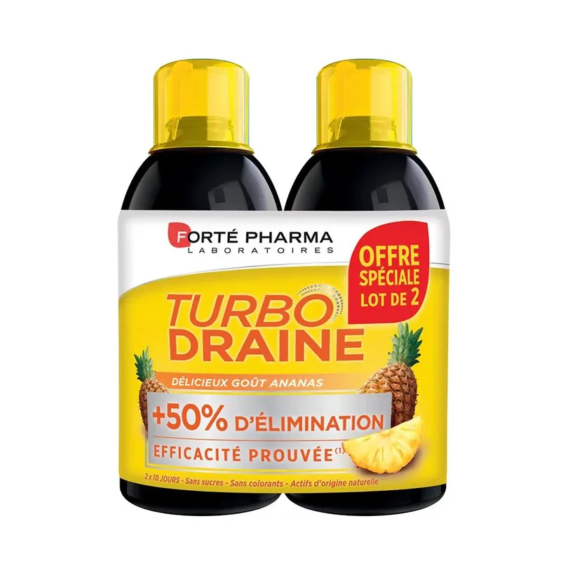 Forte Pharma TurboDraine Draining, Slimming and Elimination Pineapple Flavor 2x500ml