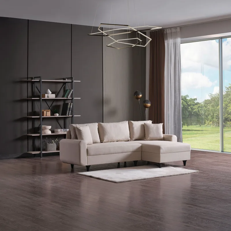 Γωνιακός Καναπές Flavia - Μπεζ 218Nvd1102 (230x72x125)