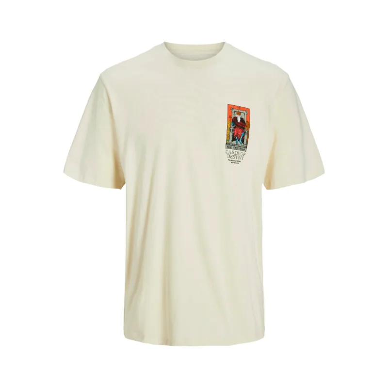 Jack & Jones "Oracle" T-shirt σε Plus fit γραμμή,με μεταξοτυπία - Buttercream