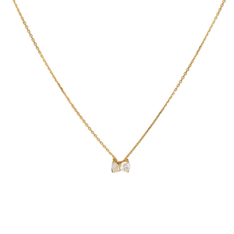 Χρυσό κολιέ Κ18 Round and Pear diamonds 056477 056477 Χρυσός 18 Καράτια