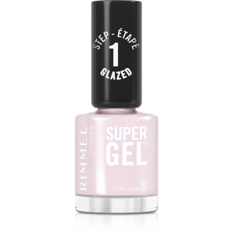 Rimmel Super Gel τζελ βερνίκι νυχιών χωρίς τη χρήση των UV/LED λαμπτήρων απόχρωση 105 Ροζ Glazed 12 ml