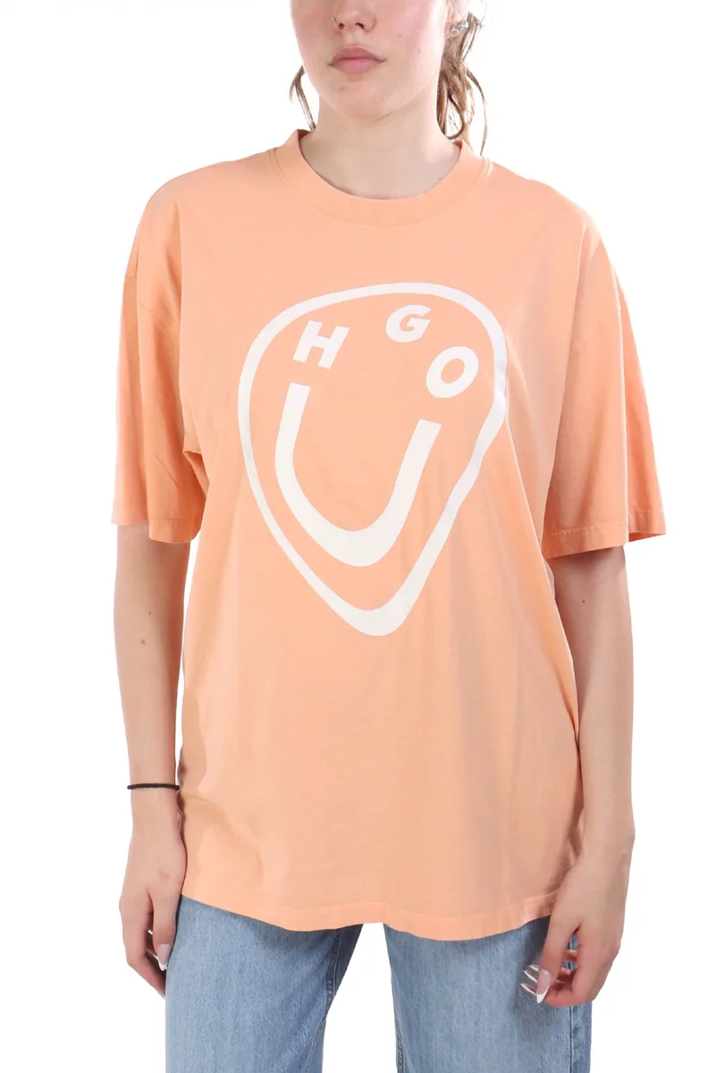 HUGO BLUE T-SHIRT OVERSIZED_TEE_B_11 LOGO ΠΟΡΤΟΚΑΛΙ