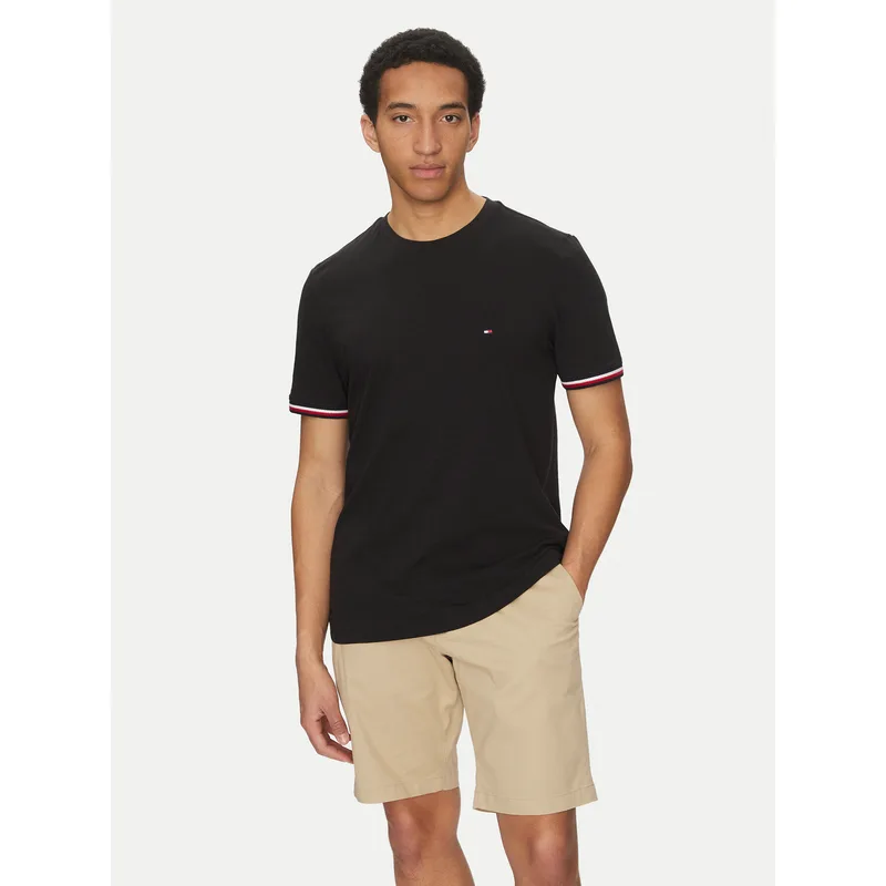 Tommy Hilfiger T-Shirt Global Stripe MW0MW38630 Μαύρο Regular Fit
