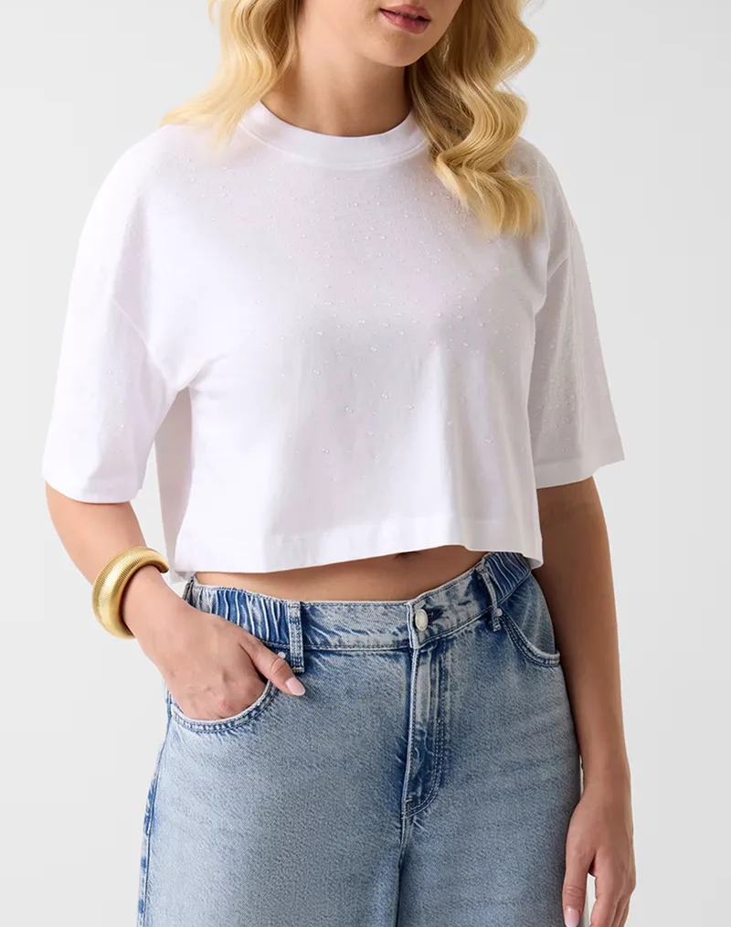 GUESS SS RHINESTONE CROP OS TEE ΜΠΛΟΥΖΑ ΓΥΝΑΙΚΕΙΟ W6GI42K3582-G011 White