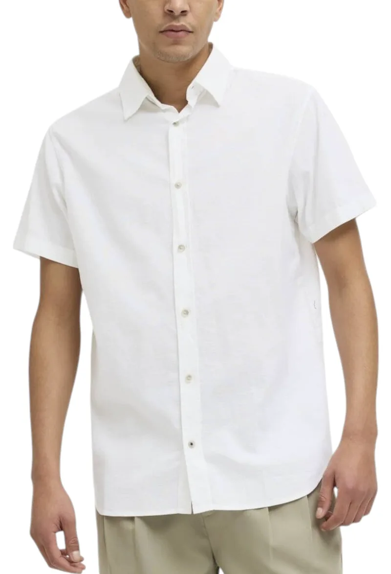 Πουκάμισο Κοντομάνικο Jack & Jones Jjpierre Slub 12270087-WHITE Ανδρικό