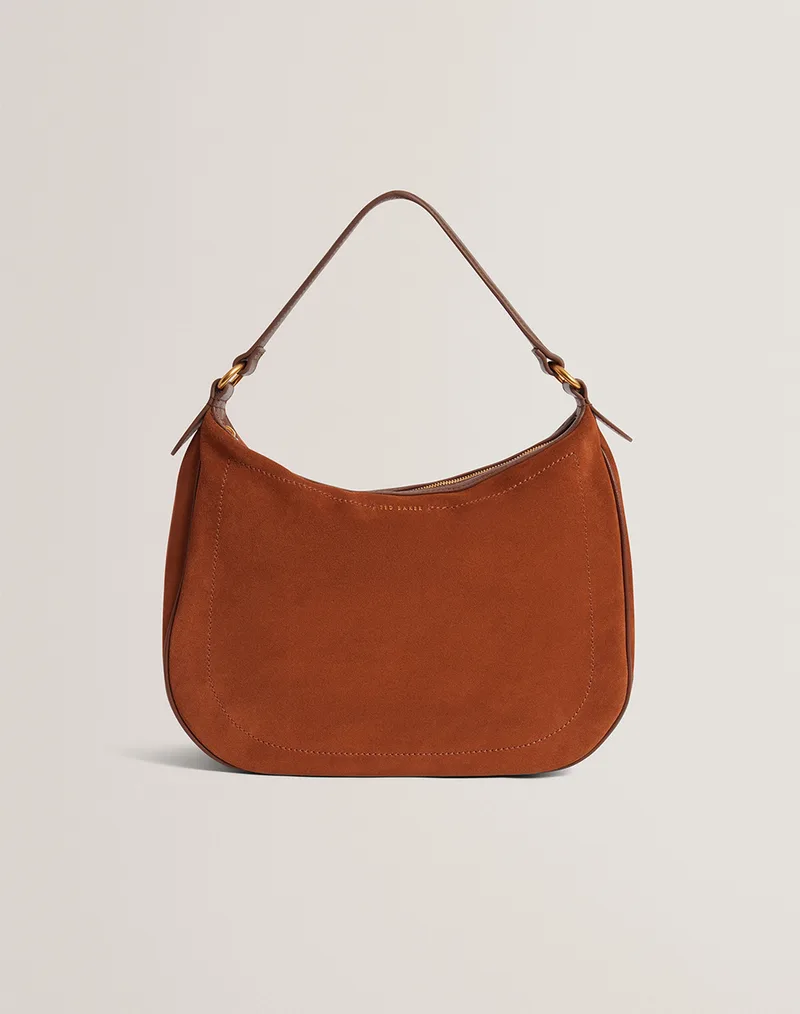 TED BAKER SAMIYRA Webbing Suede Hobo Bag 282686-BROWN Brown