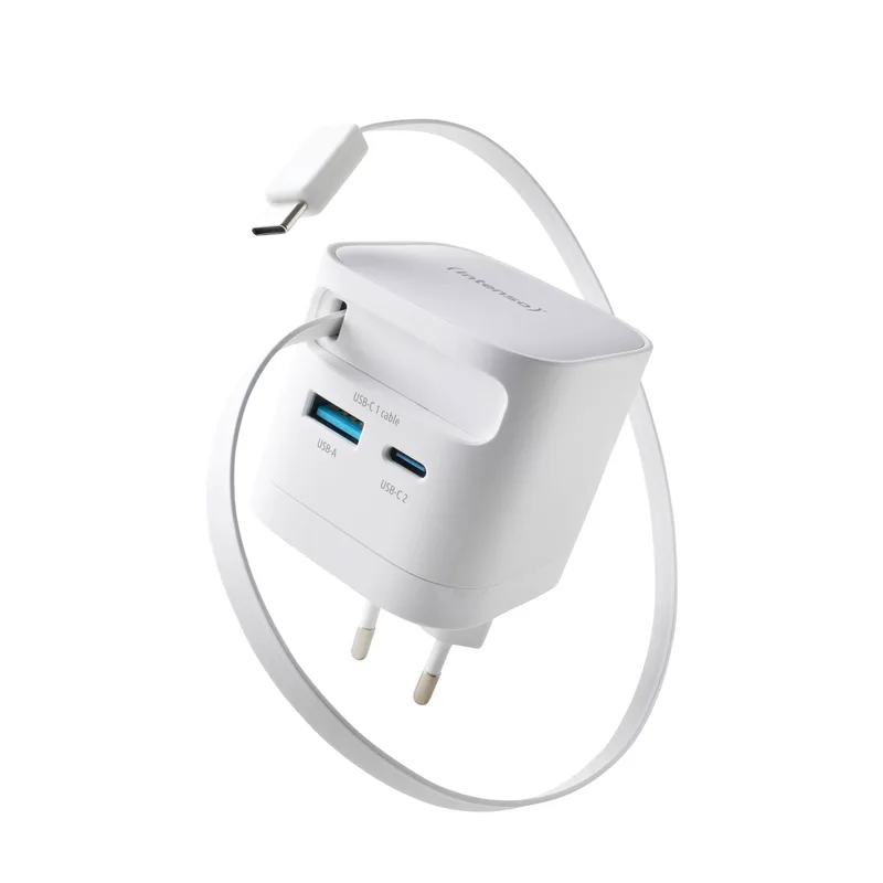 Intenso Power Adapt. W65ACIC 65W 2xUSB-C/USB-A ausziehb.Kab. weiÃ