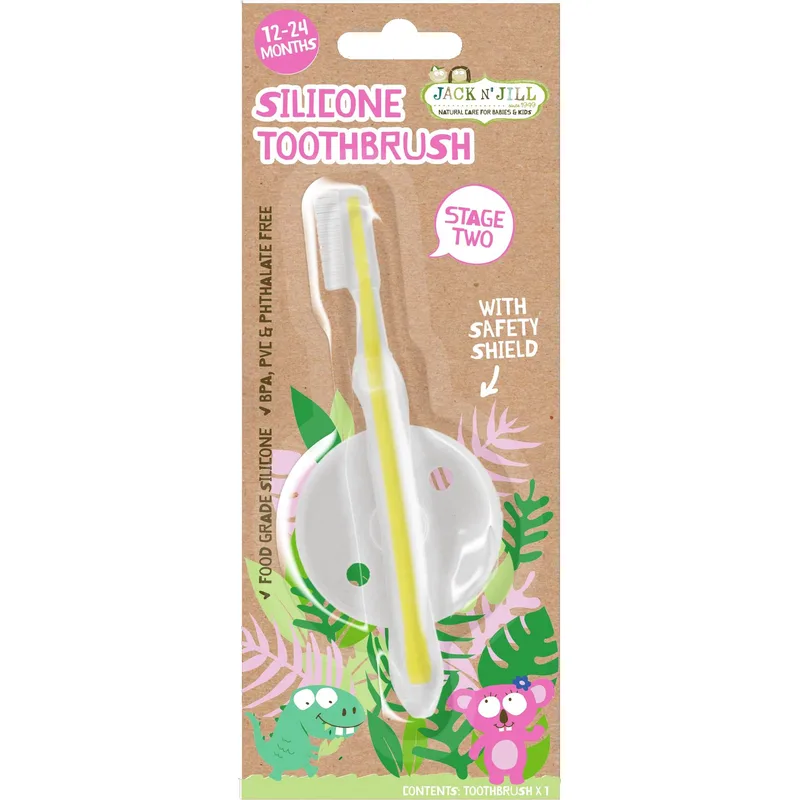 Jack n' Jill Stage 2 Silicone Toothbrush 12-24m Βρεφική Οδοντόβουρτσα Σιλικόνης με Προστατευτική Ασπίδα από 12 έως 24 Μηνών 1 Τεμάχιο