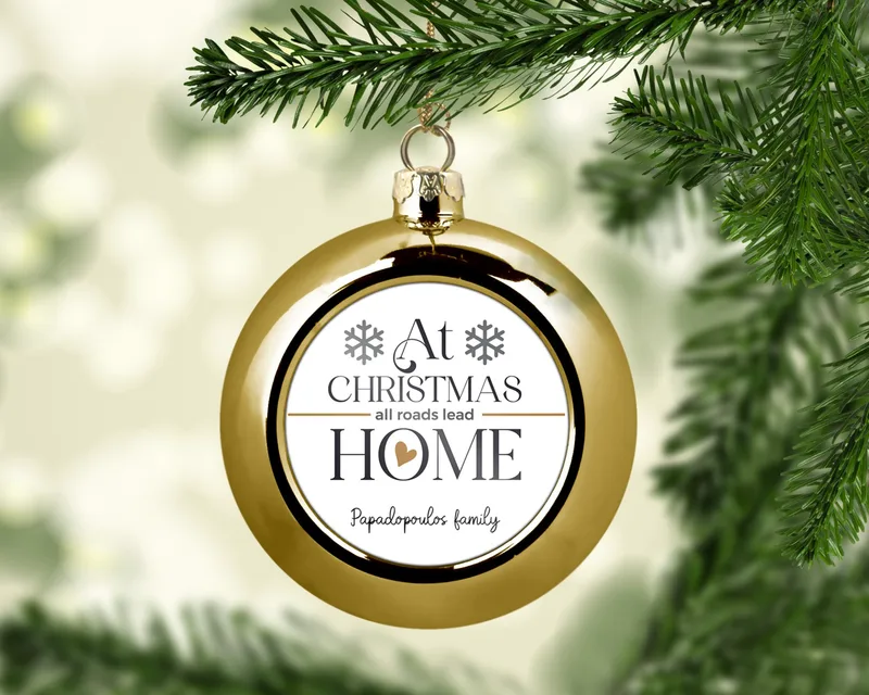 Χριστουγεννιάτικο στολίδι - At Christmas all roads lead home - Χρυσό