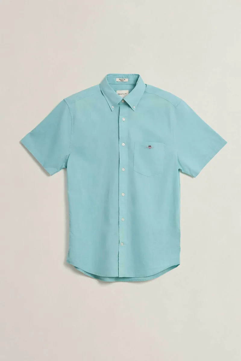Gant ανδρικό κοντομάνικο πουκάμισο button down με τσέπη και λογότυπο Regular Fit - 3000101 Βεραμάν