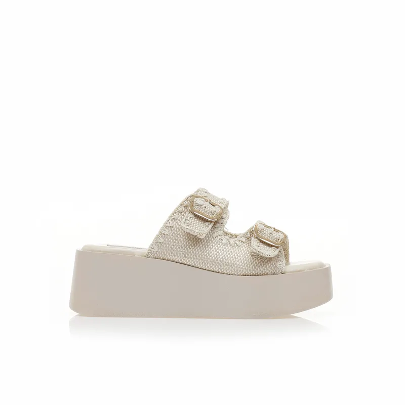 Flatforms μπεζ ψάθινα με διπλή ρυθμιζόμενη φάσα ΜΠΕΖ