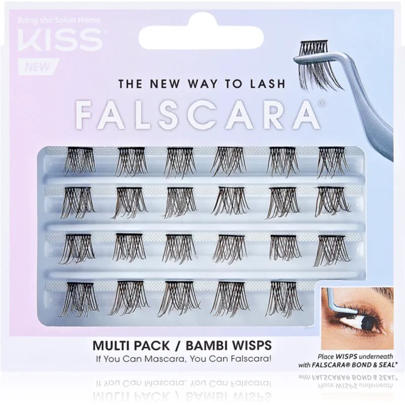 KISS Falscara Wisp αυτοκόλητες βλεφαρίδες σε τουφάκια με κόμπο Bambi 24 τμχ