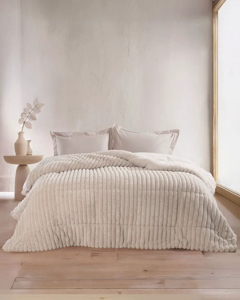 ΚΟΥΒΕΡΤΟΠΑΠΛΩΜΑ ΥΠΕΡΔΙΠΛΟ RYTHMOS BUTTER ΕΚΡΟΥ 220X240CM