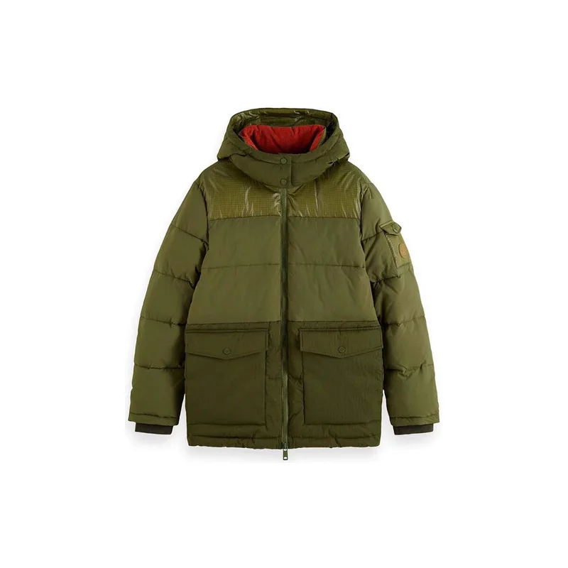 Χοντρό μπουφάν Scotch & Soda FABRIC MIX MID LENGTH PUFFER JACKET MEN SCOTCH SODA