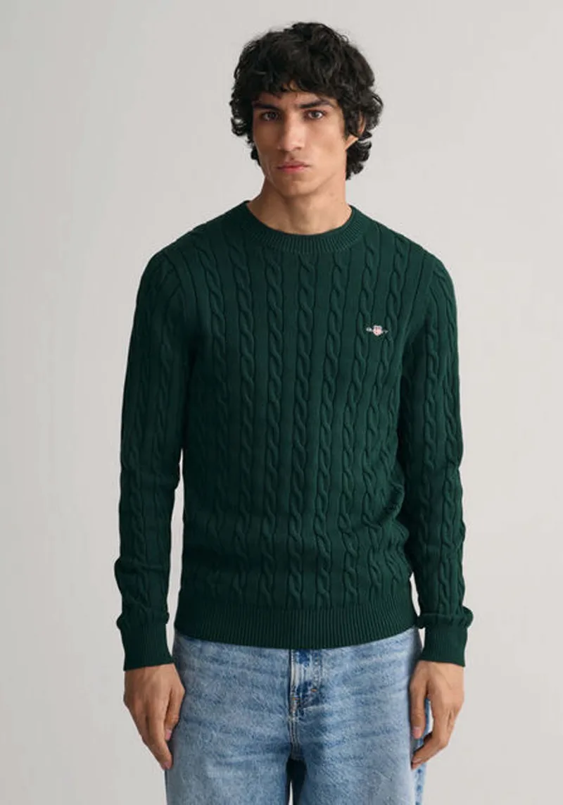GANT Sweater Cable - 8050601 374 Tartan Green