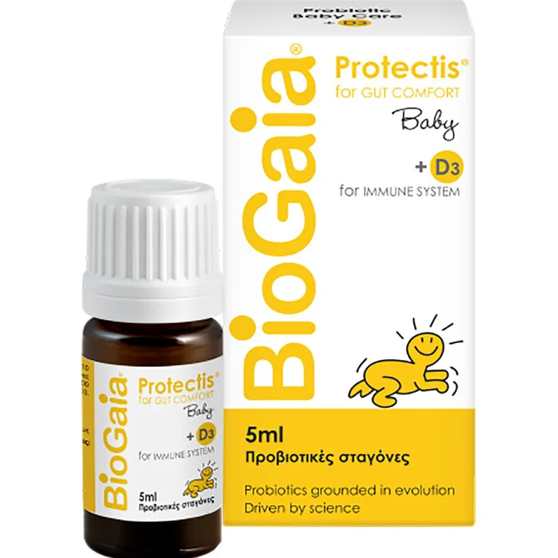 BioGaia Protectis Probiotic Baby Care for Gut Comfort + D3 Συμπλήρωμα Διατροφής Προβιοτικών Σταγόνων για Βρεφικούς Κολικούς με Βιταμίνη D3 5ml